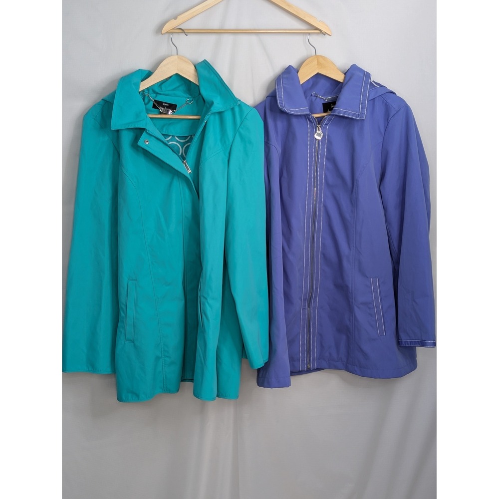 Dennis Basso Women XL Hooded Jackets Lot of 2 Teal Periwinkle Lightweight